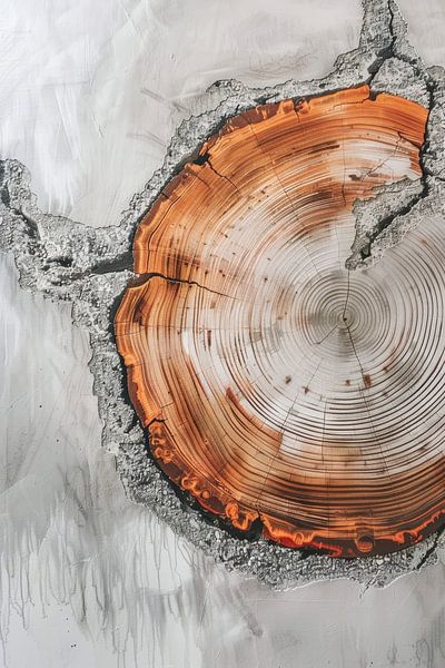 Tronc en collaboration avec le béton une collaboration industrielle par Digitale Schilderijen