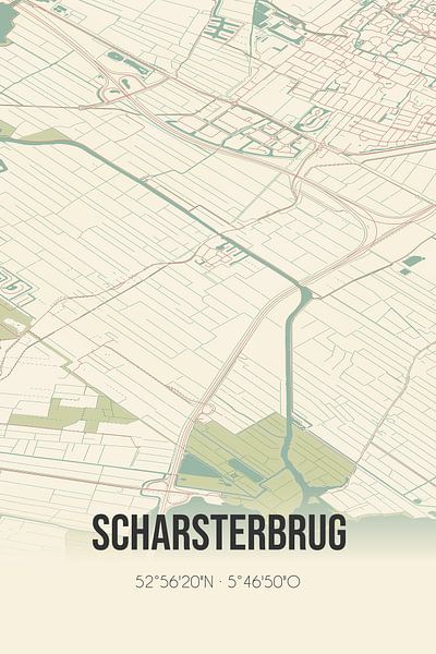 Vieille carte de Scharsterbrug (Fryslan) par Affiches de lieux