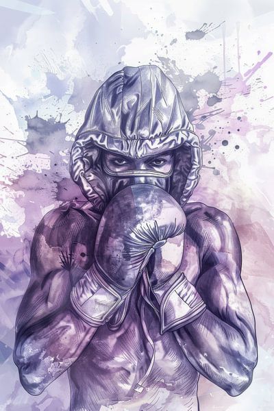 Drawing, watercolour, sports, boxer -2 by Peter Pen Drawings and Paintings