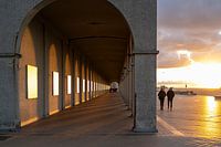 Sunset Ostend boulevard with arcade