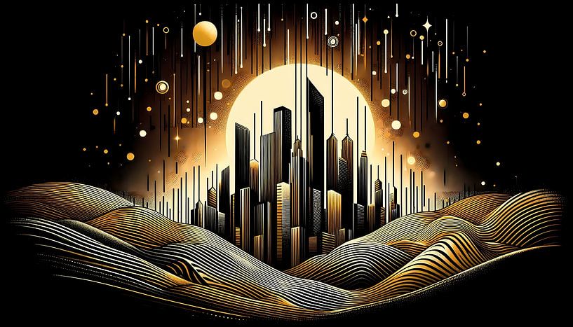 Golden city at night by ButterflyPix