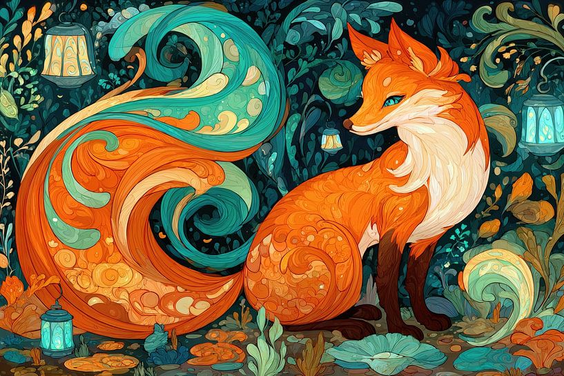 painting acgtig Japan fox by Egon Zitter