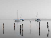 Sailboats in the morning fog near Diessen