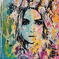 Buntes, modernes und abstraktes Frauenporträt