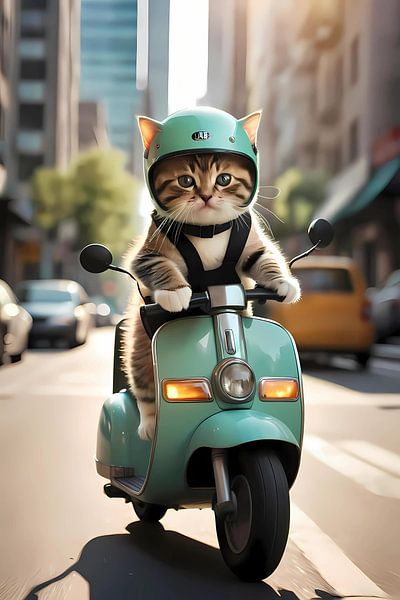 "Tough Cat on the Scooter" by Bella Luna Fotografie