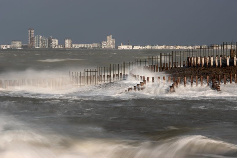 Stormy weather at the mouth of the Westerwelde by Niek Goossen