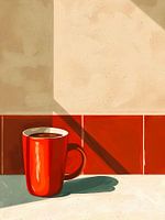 Kaffee-Illustration im Morgenlicht