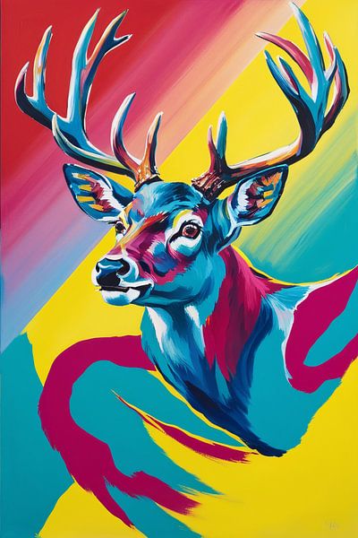 Buntes abstraktes Hirschbild von Art & Soul Creations