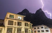 lightning over the karst mountains Xingping,Yangshuo ( china )
