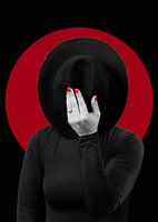 Zwart - rood portret met hoed