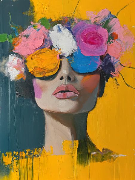 Woman with sunglasses and flowers by Imagine
