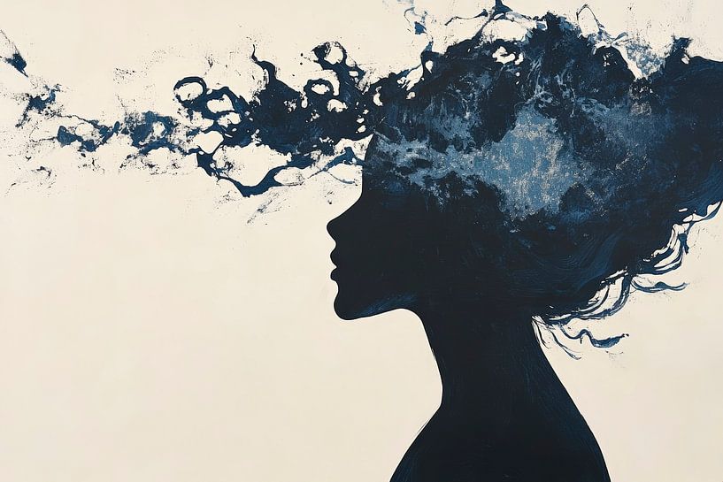 Traumhafte Silhouette mit Wolkenhaaren von Poster Art Shop