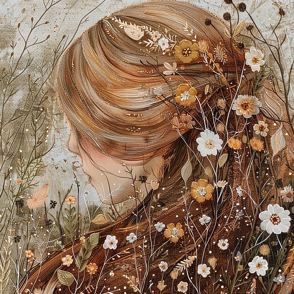 Frau Blumen | Blumen von Blickfänger Gemälde