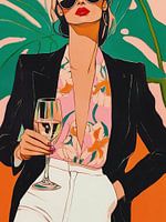 Starke Frau mit Wein