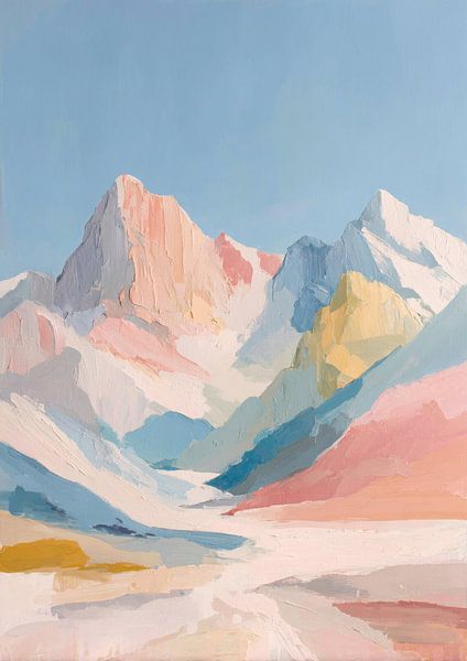 Alpen in Pastell – Minimalistisches Ölbild von Niklas Maximilian
