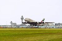 Emirates A380 take off Schiphol Airport