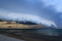 extremely rare shelf cloud over the North Sea