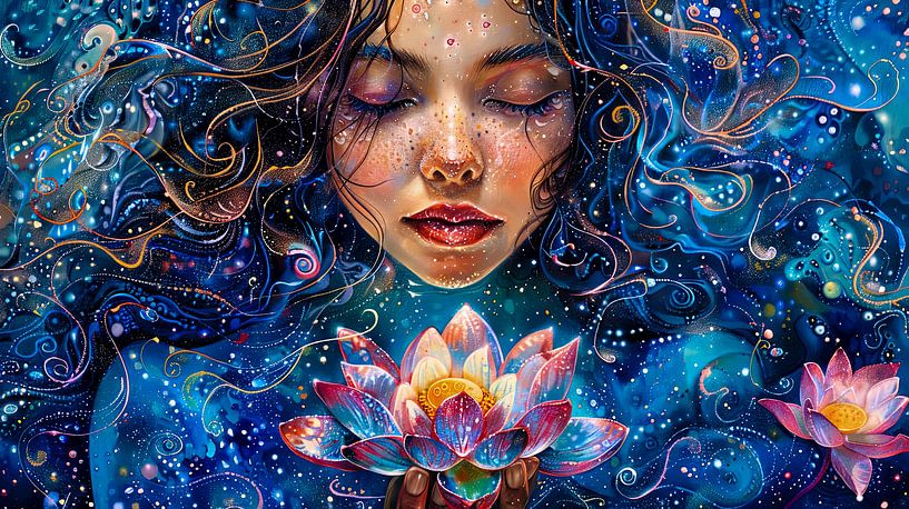 Frau mit Lotosblume Meditation von Egon Zitter