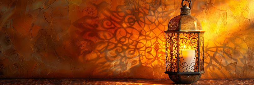 Classic still life arabic lamp panorama by Digitale Schilderijen