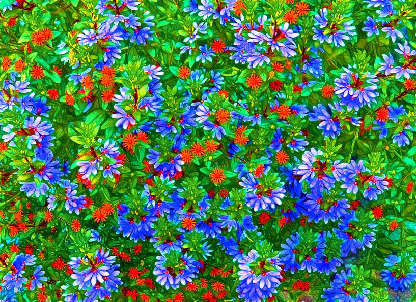 Blumen-Wand (blau) von Caroline Lichthart