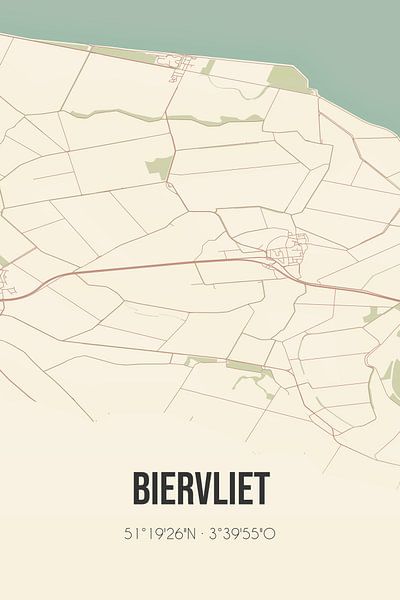 Alte Karte von Biervliet (Zeeland) von Ortsdrucke
