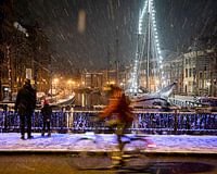 Schnee auf der A-Brücke in Groningen