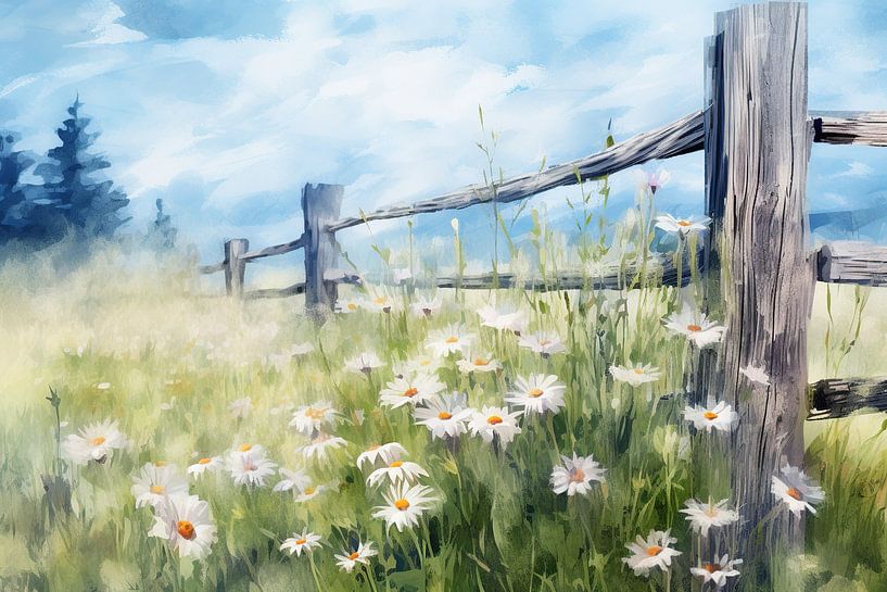 Serenity | Rustic Field Flowers by Abstract Painting