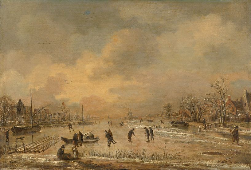 Winterlandschaft mit Häusern, Aert van der Neer von Meisterhafte Meister