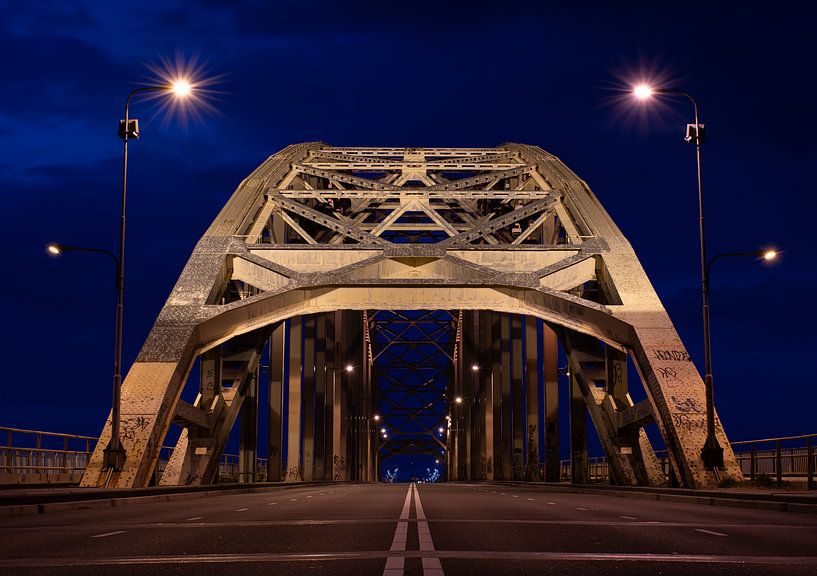 Waal bridge Nijmegen night by Matthijs van Houten