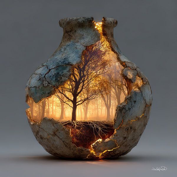 Nature in a Stone Jar by Gelissen Artworks