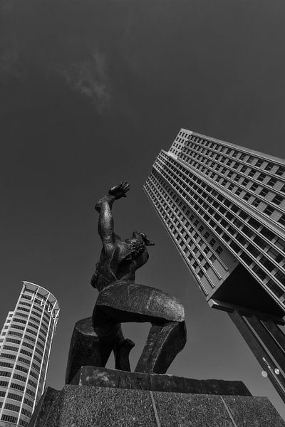 Zadkine's devastated city in B&amp;W by Ilya Korzelius