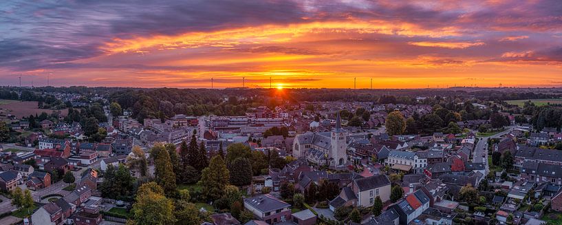 Drone panorama of sunrise in Simpelveld South Limburg by John Kreukniet