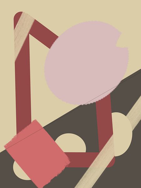 Warme Erdfarben Abstraktion im mid century Stil - Japandi Kunst zeitlos elegant - Harmonie der Einfachheit von Susanna Schorr