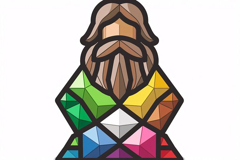 Geometrisches abstraktes Porträt mit bunten Diamanten von Imperial Art House