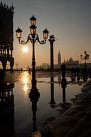 Sonnenaufgang am Markusplatz in Venedig