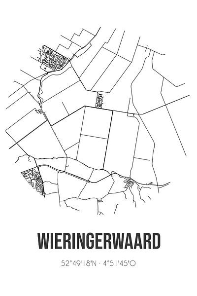 Wieringerwaard (Noord-Holland) | Karte | Schwarz und Weiß von Ortsdrucke