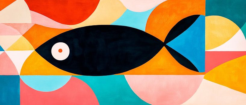 Farbenspiel im Ozean – Abstrakter Fisch von Poster Art Shop