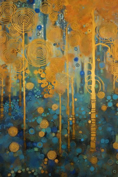 Tourbillons d'or dans la forêt bleue par Whale & Sons