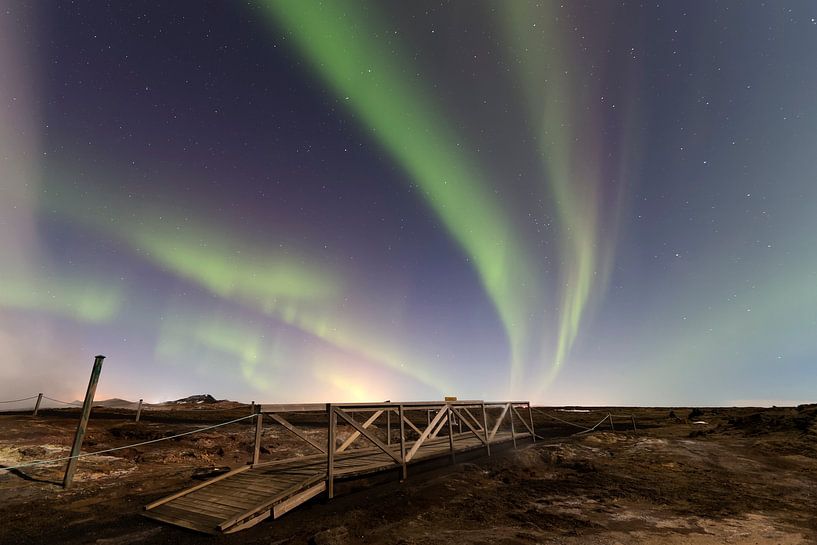 Aurora Borealis im Geothermalgebiet Gunnuhver von Ab Wubben