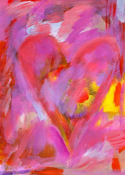 Pink love abstraktes Herzgemälde Acrylgemälde von Karen Kaspar
