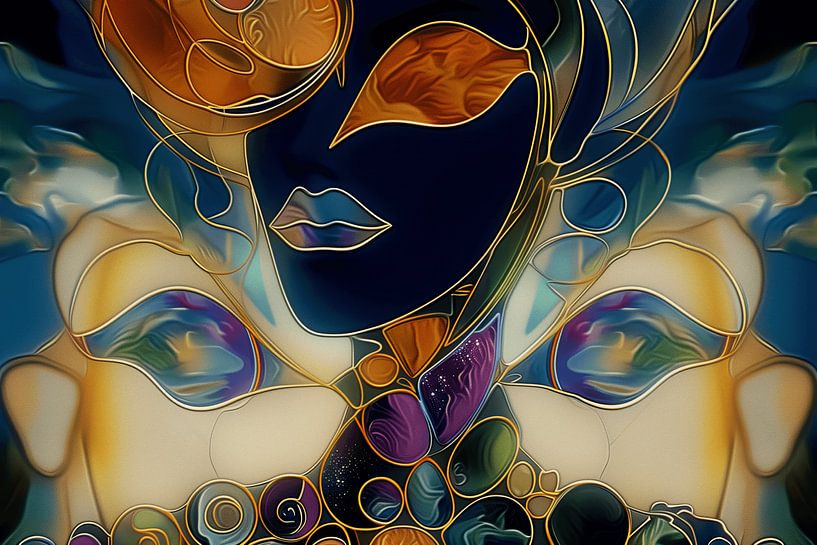 Female portrait with a golden edge by Ton Kuijpers