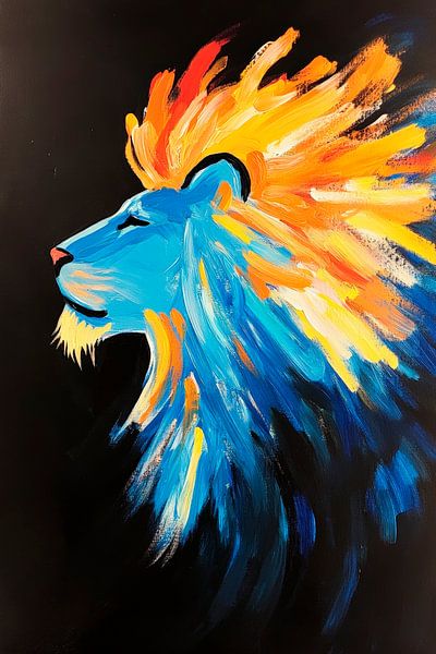 Farbiger Löwe mit kraftvollem Ausdruck von Poster Art Shop