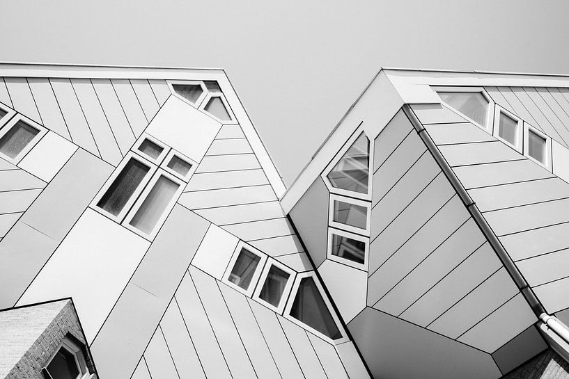 Maisons cubiques de Rotterdam en noir et blanc par Sanne Dost