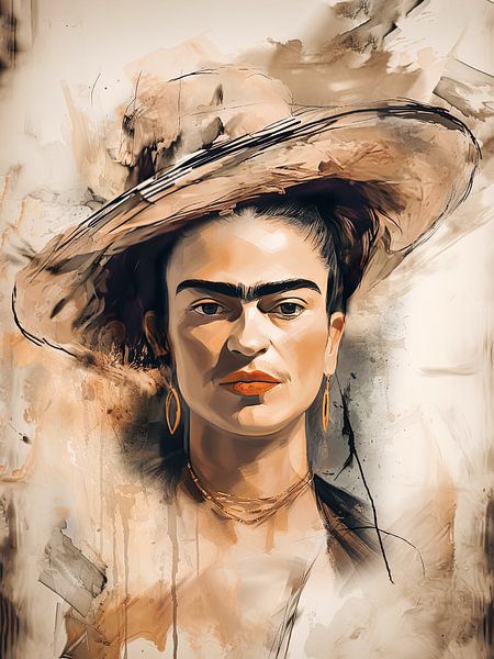 Abstract Frida in Beige van Your unique art