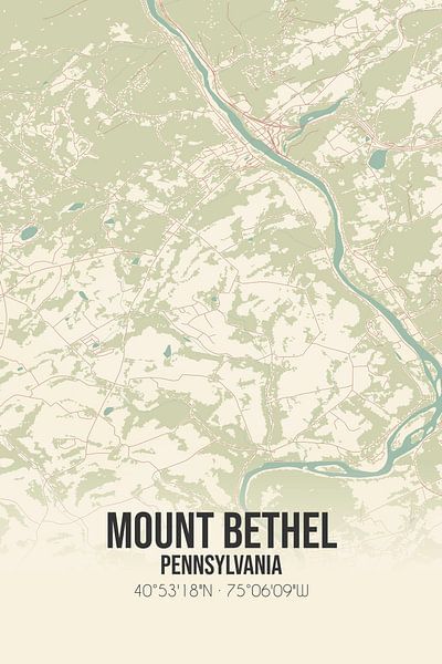 Alte Karte von Mount Bethel (Pennsylvania), USA. von Ortsdrucke