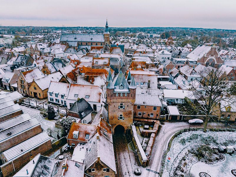 Hattem Dijkpoort gate aerial view during a cold winter morning by Sjoerd van der Wal Photography