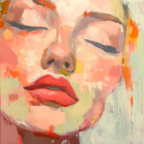 Frau mit geschlossenen Augen von Poster Art Shop