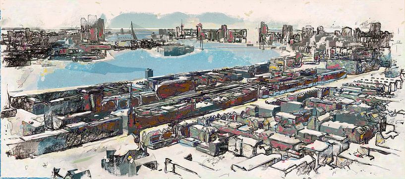 Skyline von Rotterdam von Kralingen aus von Arjen Roos