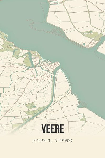 Vieille carte de Veere (Zélande) par Affiches de lieux