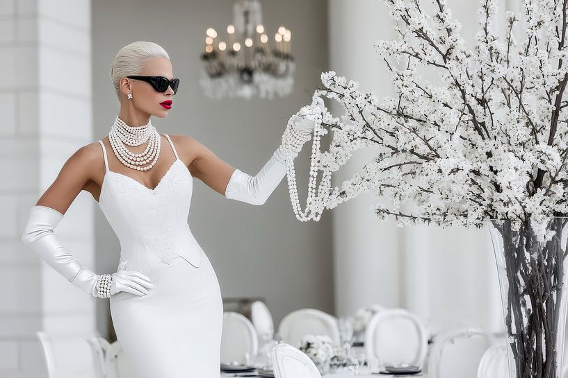 Fotorealistisches fiktives Porträt Frau mit Blumen von Egon Zitter